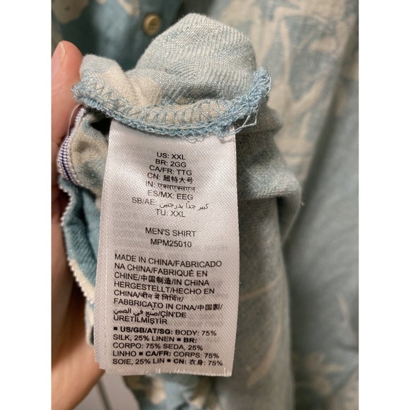 28 Palms Mens Size XXL Linen Silk Floral Hawaiian Button Down Relaxed Fit Shirt - Picture 6 of 7